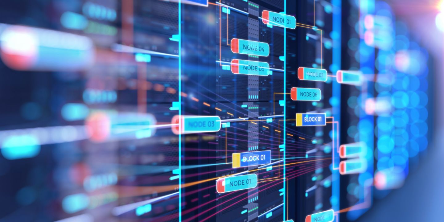 Was Blockchain für Know Your Customer bringt: visuelle Darstellung von Netzwerk-Knoten.